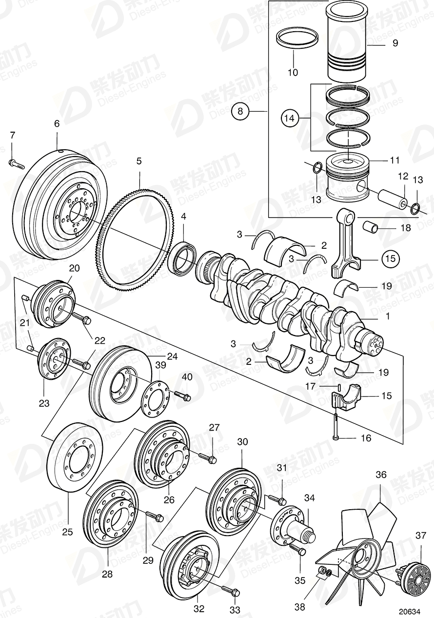 VOLVO Cylinder liner kit 3843537 Drawing